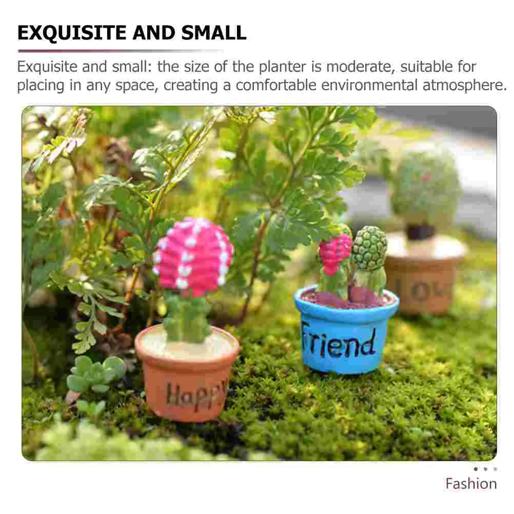 7 Pcs Mini Cactus Figurines Miniature Decoration Tiny Plant Pots Potted Plants Tabletop House