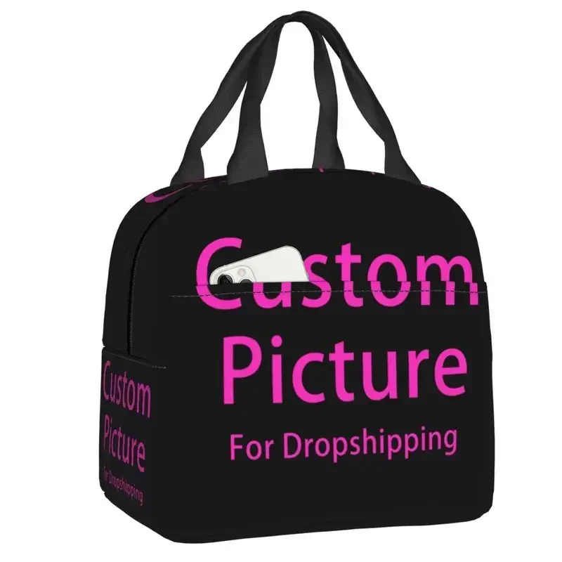 

Personalized Custom Photo Logo Insulated Lunch Box DIY Print Reusable Warm Cooler Thermal Lunch Bag Picnic Container Tote Bags