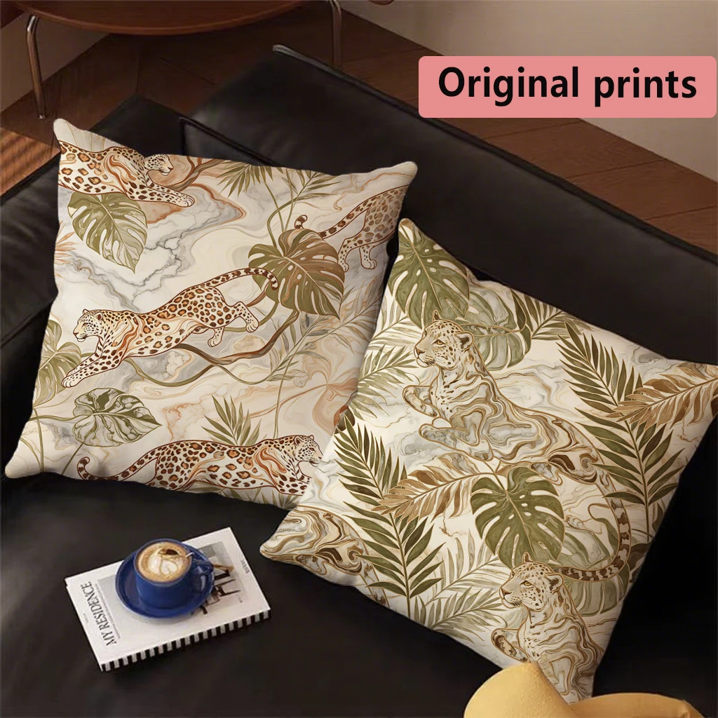Leopard Tropical Throw Pattern Cushion Cover Suitable for Sofa Bedroom Car Pillow Cover