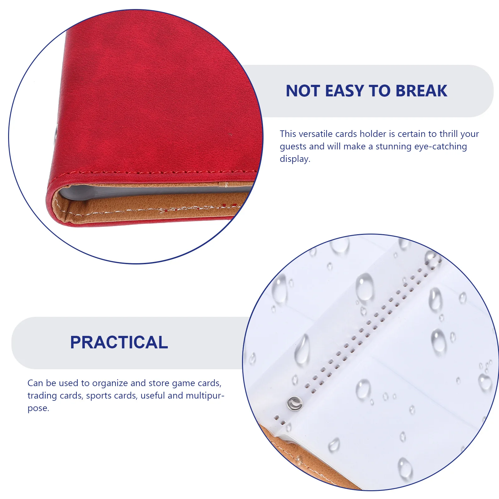 

Large Capacity Card Book 120 Slots A6 Red Size Waterproof Organizer Storage Binder for Game Cards Trading Collectors