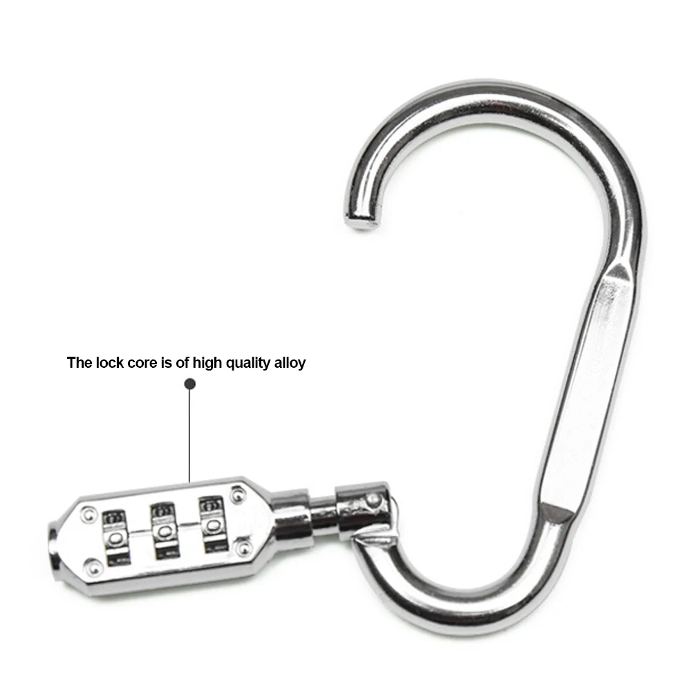 Outdoor Hiking Bag Luggage Security Carabiner Lock 3 Dial Password Padlock Tool Portable Luggage Zinc Alloy Security Lock