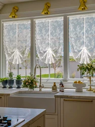 1PC White Lace Lift Curtains Living Room Kitchen Window Decorative Blocking Tulle Small Curtains