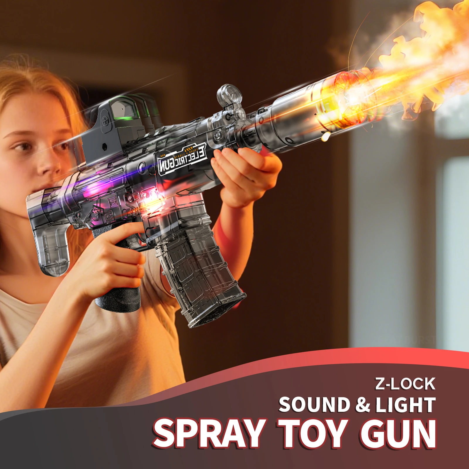 2025 crianças venda quente spray elétrico & pistola de água simula som luz arma brinquedos atividades ao ar livre spray vibração arma brinquedos