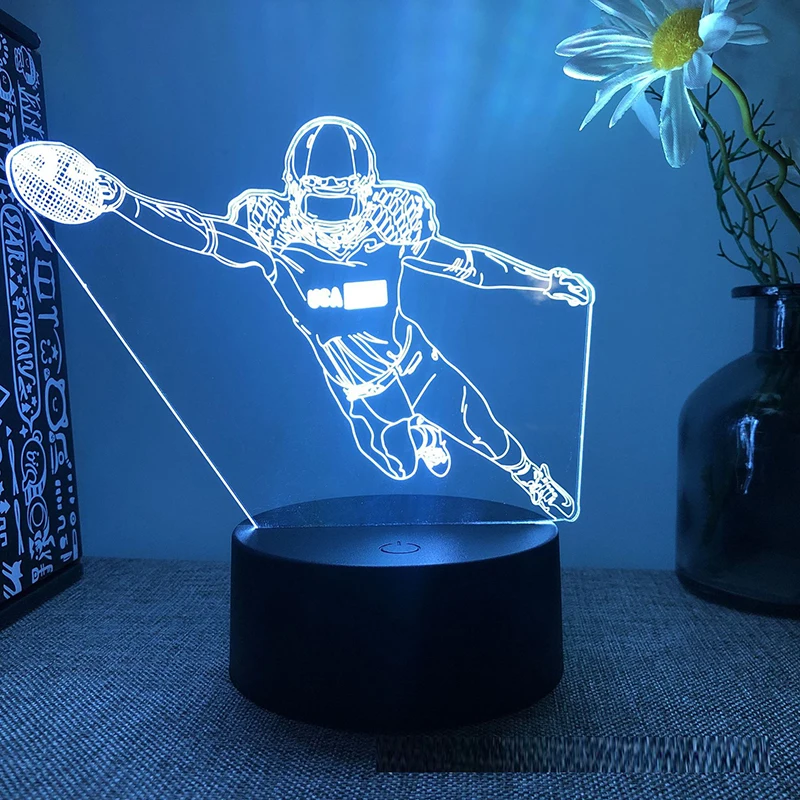 Ice Field Hockey Baseball Rugby Star Athlete Figure 3d Led Lamp For Bedroom Night Lights Children's Room Decor Kid Birthday Gift