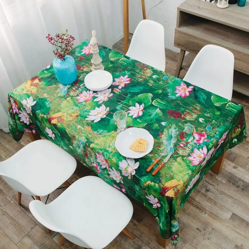 Artistic Painting Pattern Soft Cotton Linen Vintage Napkin Tablecloth Dust Cover Towel for Home Decor