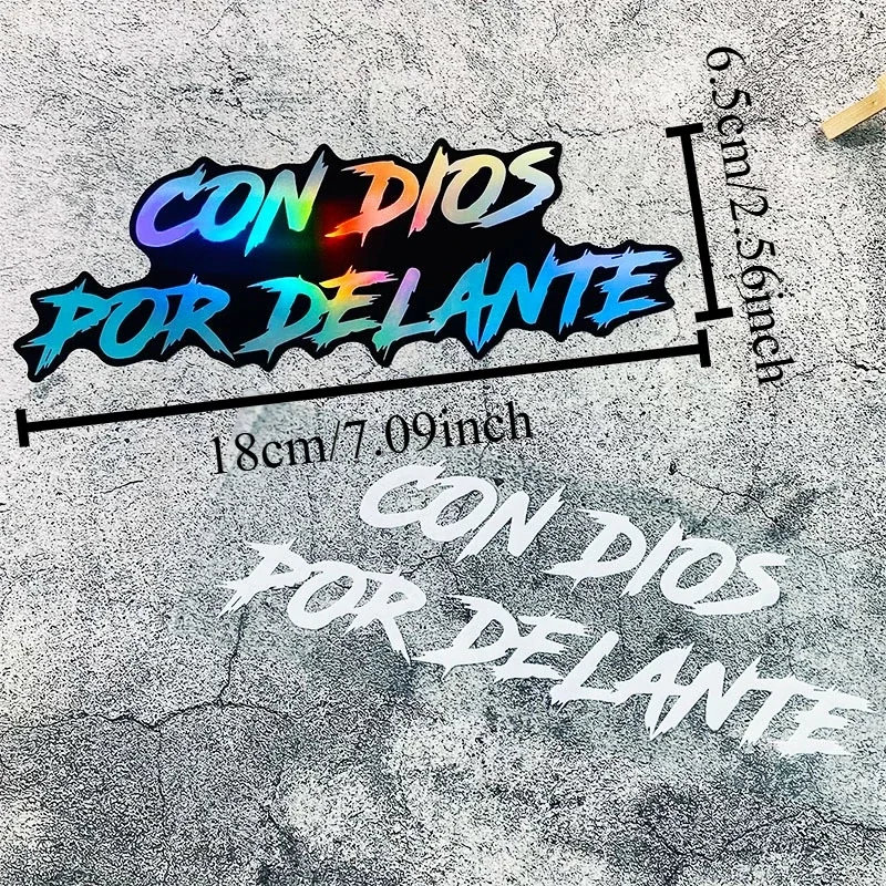 Con Dios Por Delante Motorcycle Sticker 1Pc Waterproof PVC Vinyl Decal Self Adhesive Fairing Fuel Tank Scooter Car Window