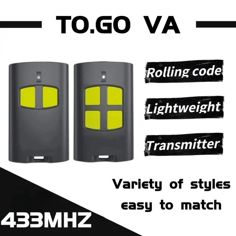 

TO.GO 2VA 4VA Garage Door Remote Control 2/4 Buttons 12V Wireless RF Rolling Code Key Fob Gate Opener Key Dupliator