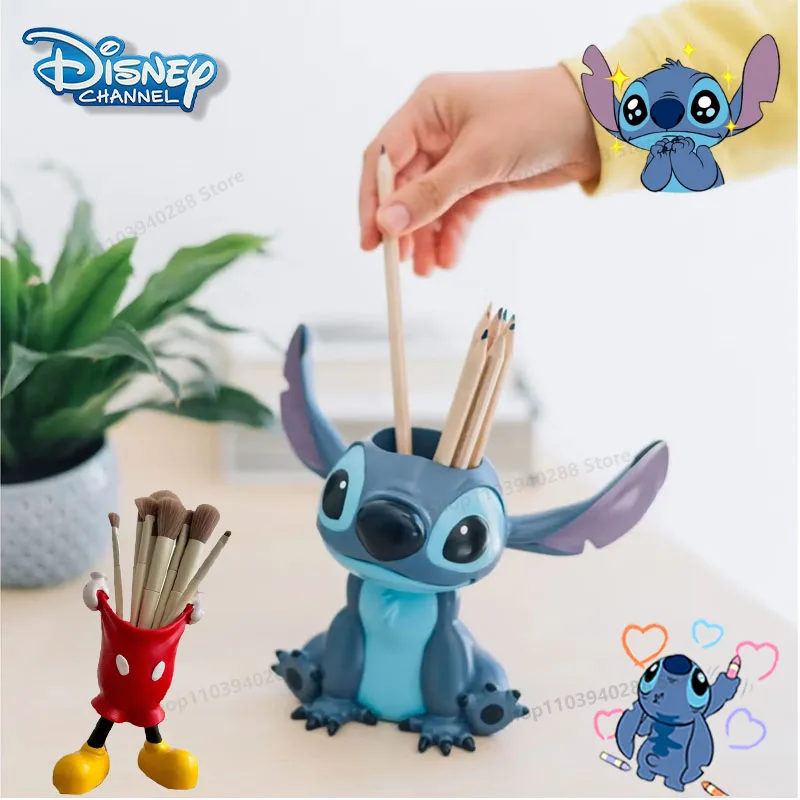 Disney Lilo & Stitch Pen Holder Cute Cartoon Creative Stationery Storage Character Desk Accessories Student for Kids Gifts