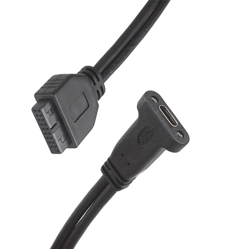 Cable de extensión de montaje en Panel USB 3,0 interno hembra de 19 pines a USB tipo C hembra para placa base de PC de escritorio convertidor de USB-C de 5Gbps