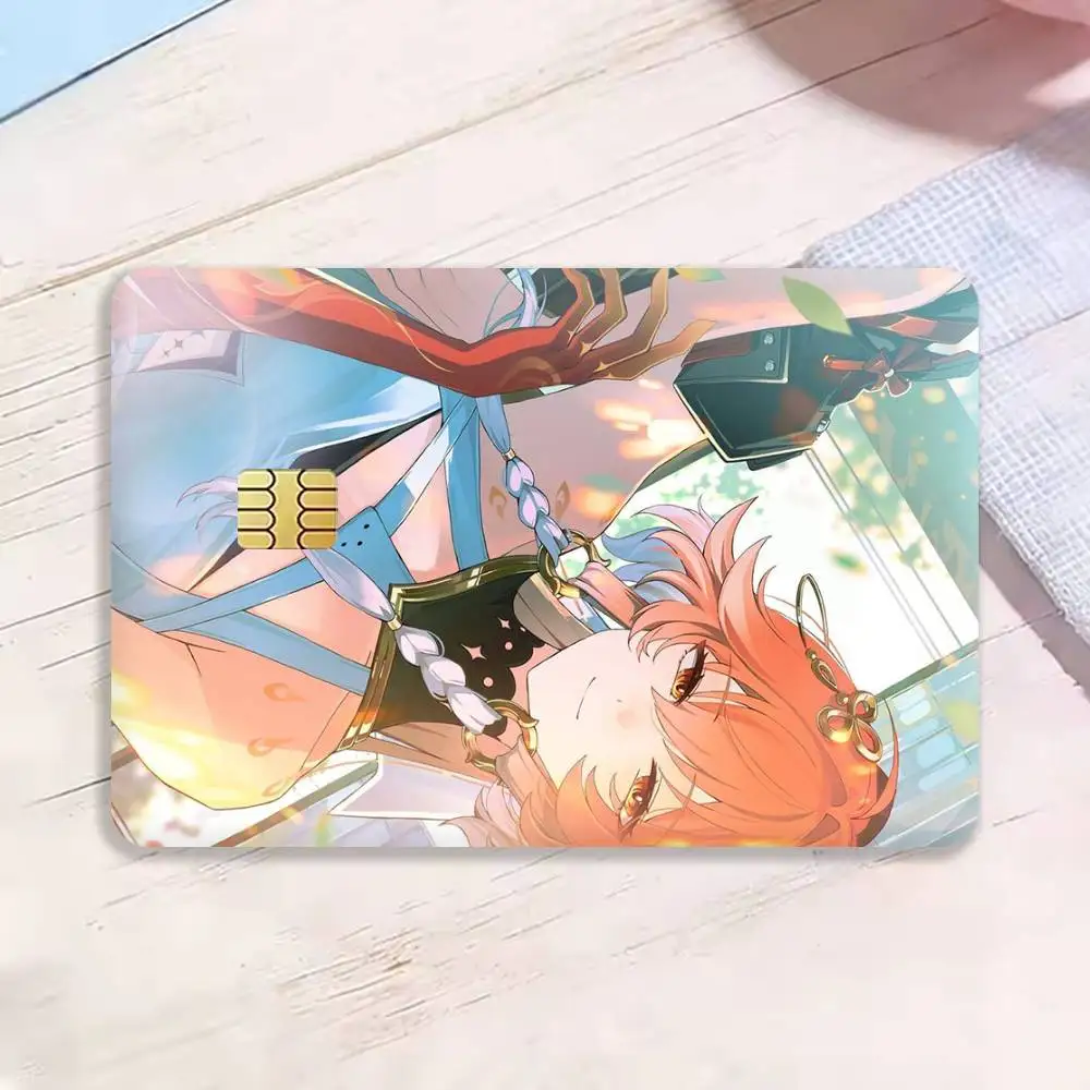 W-Wuthering W-Waves C-Changli 4pcs 1Set Laser Holographic Sticker Skin Cover for Credit Bank Debit Card