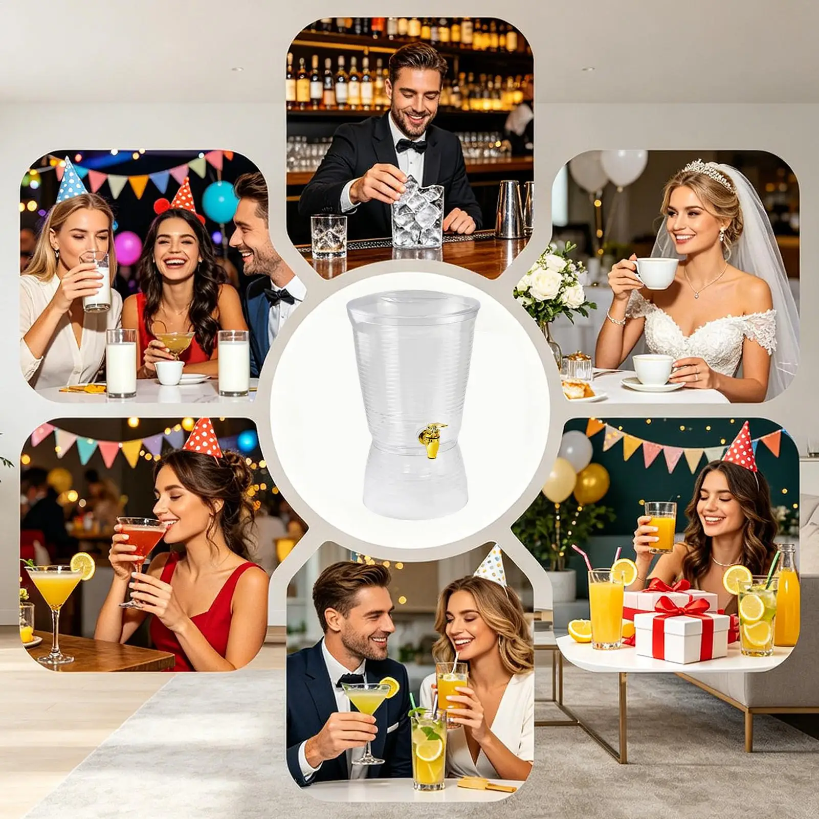 

Drink Dispenser 6L Juice Container Cocktail Dispenser With Spigot For Entertainer Bartenders Women Men Home Party Restaurant