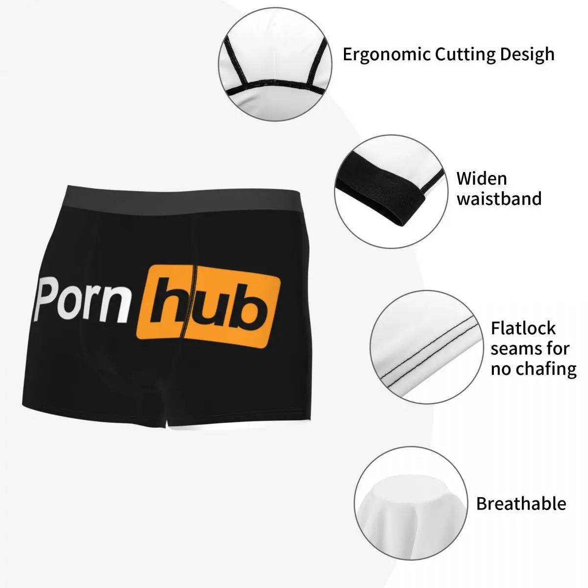 Custom Porns Hub Underwear Men Print Boxer Shorts Panties Briefs Soft Underpants