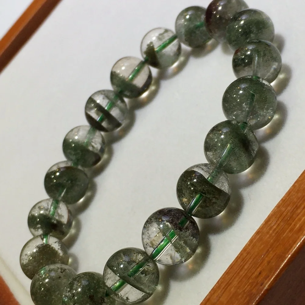 11mm Natural Colored Green Garden Quartz Bead Bracelet Women Fashion Charm Crystal Healing Energy Gemstone Yoga Jewelry 1PCS