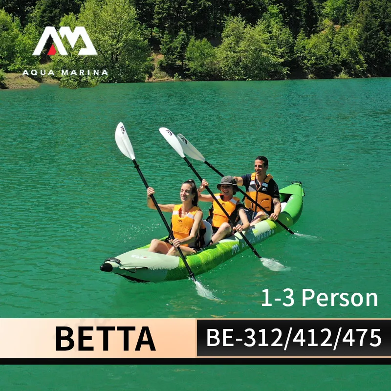 AQUA MARINA BETTA Inflatable Kayak 1-3 Persons Outdoor Water Sports Kayak Reinforced PVC Material With Oars 475x80cm Kayak Set