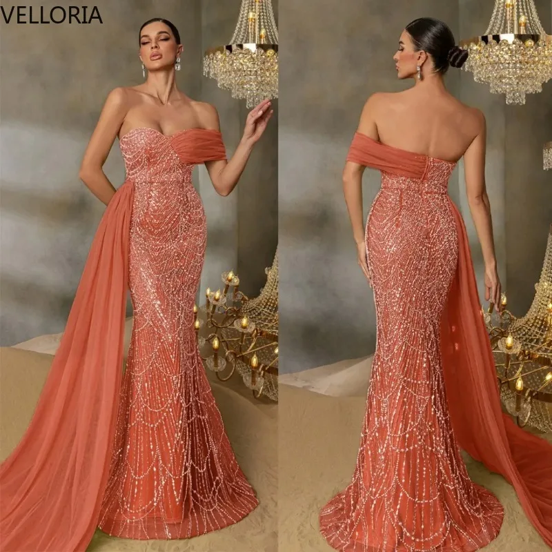 

Luxury Evening Dresses Mermaid Off Shoulder Beading Backless Sleeveless Prom Gowns Party Dresses Custom Made Vestidos De Noche