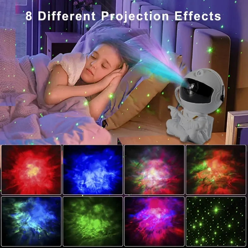 Star Night Light Projector Astronaut Galaxy Lamp Shoot To The Sky LED Baby Room Decoration For Children Bedroom Disco Dancing