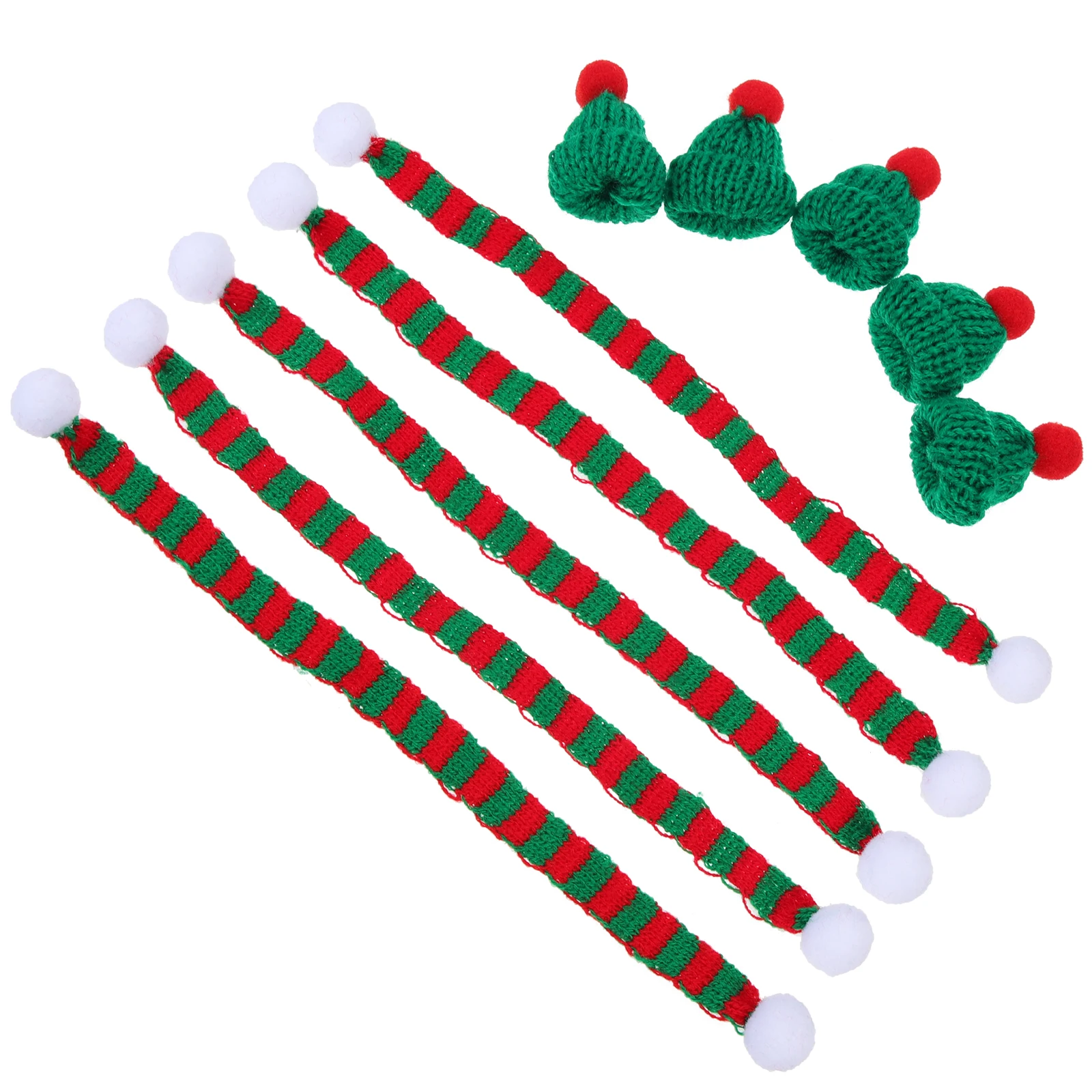 

5 Sets Wool Hat Scarf Small Christmas Decor Bottle Decoration Crafts Decorations Yarn Miss