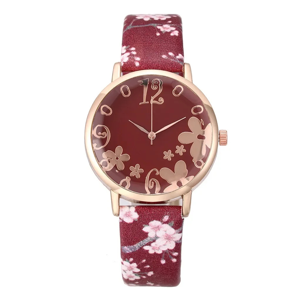 Watch for Women with Colorful Flowers Printed Belt Fashion Ladies Quartz Watch Exquisite Creative Design Watch Часы Женские