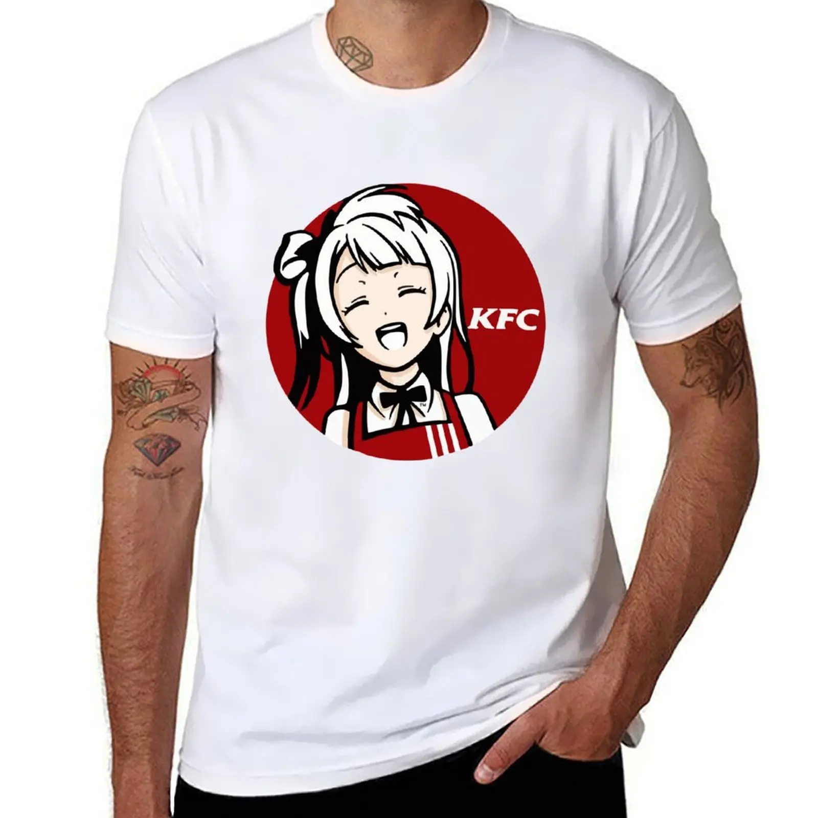 

Anime Girl Kentucky Fried Chicken T-Shirt man graphic t shirt t shirts for man cotton T-Shirt