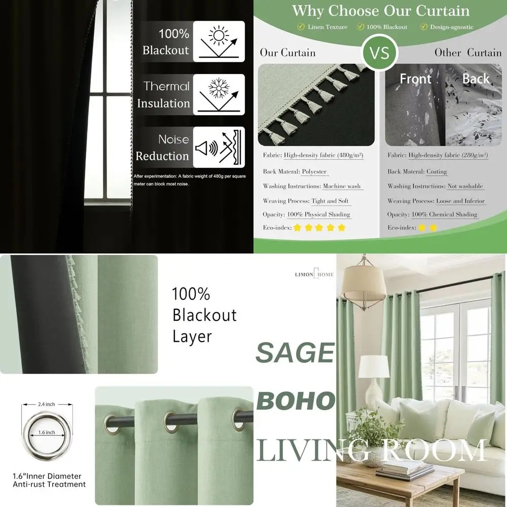 

Льняные плотные шторы Sage Green 96, декор для гостиной в фермерском доме