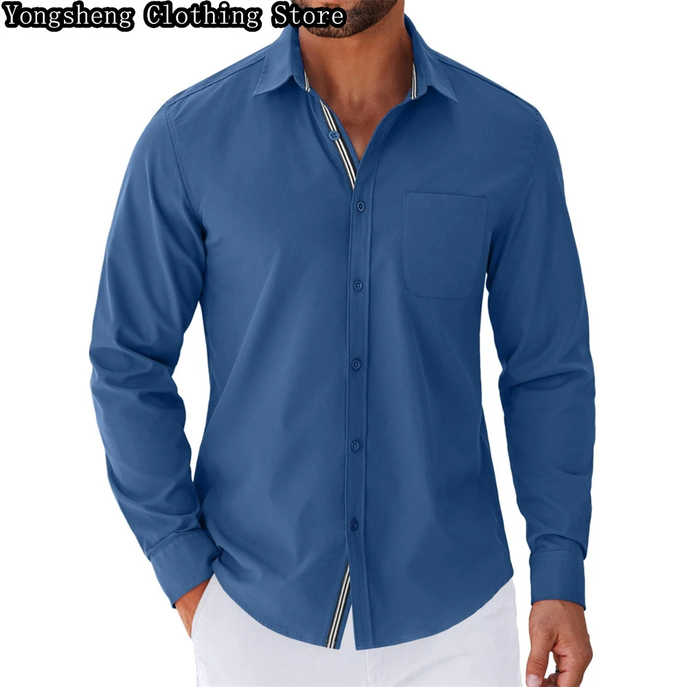 Camisa de manga longa masculina casual de alta qualidade roupas masculinas trabalho viagem design de moda sentido roupas masculinas 2024 novos topos