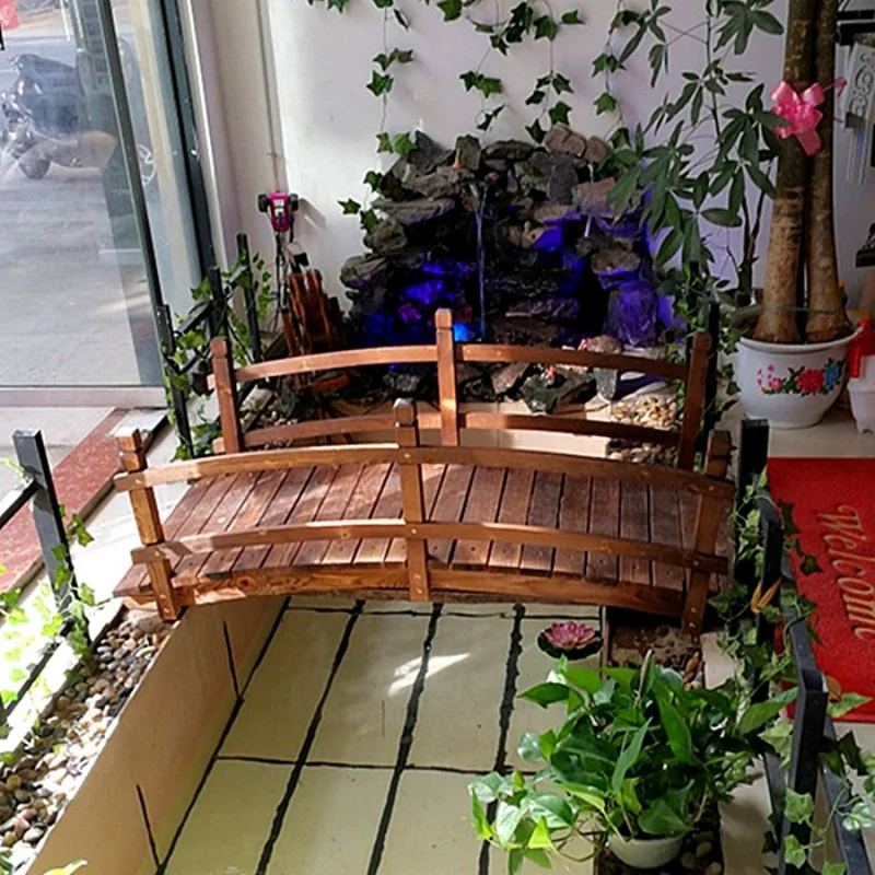 فناء حديقة جسر من الخشب الصلب المتفحم Xiaoxi جسر عرض خشبي بركة في الهواء الطلق