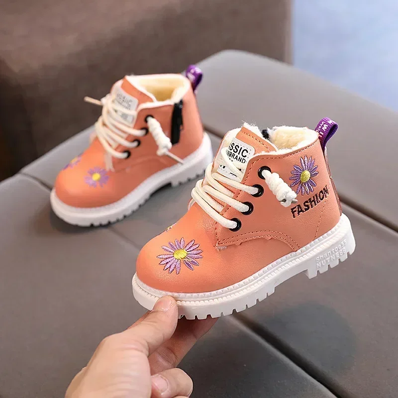 New Children Shoes Baby Girls Boots Boys Student PU Leather Casual Lace-Up Ankle Boots Kids boots