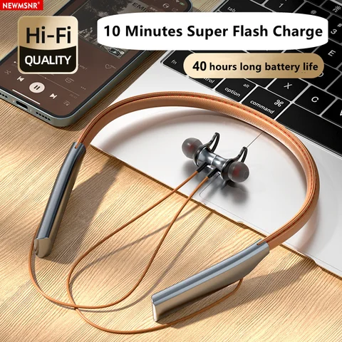 40h tempo de reprodução couro bluetooth fones de ouvido de som de alta fidelidade sem fio à prova dwaterproof água esportes jogos pescoço-pendurado fones de ouvido