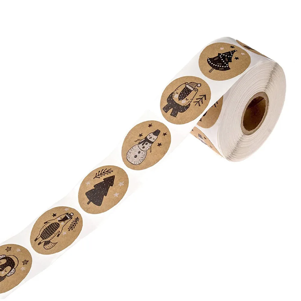 50-500pcs 6 Designs Sticker Snowflake Christmas Label Gift Box Decoration Sticker Happy Christmas Day Animal Stickers Paper