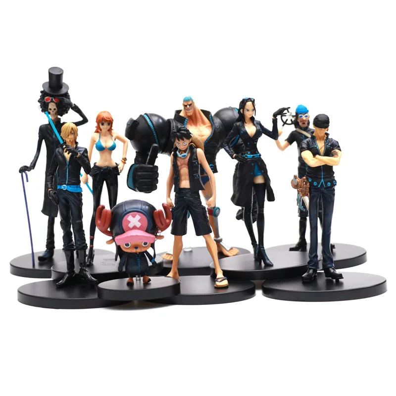 Anime Figure ONE PIECE Robin Nami Usopp Chopper Burukku Black Dress Standing Model Toy PVC Children's Gift Collection