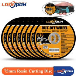 Loonpon disco de corte de resina de 75mm/3 pulgadas, hoja de sierra Circular de 9.5mm, disco de amoladora angular de rueda de corte para Metal y acero inoxidable