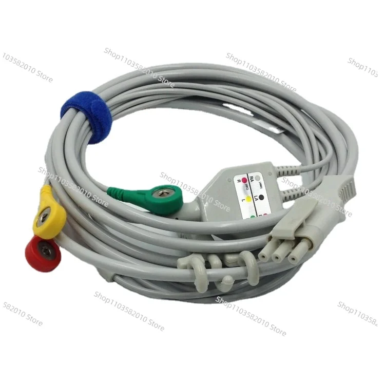 Compatible with German Pumekang Defibrillator Integrated 3-lead Button ECG Lead Line 3-socket Dynamic Line