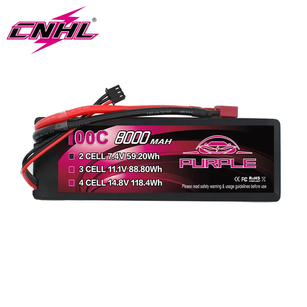 CNHL 2S 3S 4S Lipo Battery 8000mAh 7.4V 11.1V 14.8V 100C Hardcase with EC5 T Plug for RC Car Boat Vehicle Truck Tank Buggy