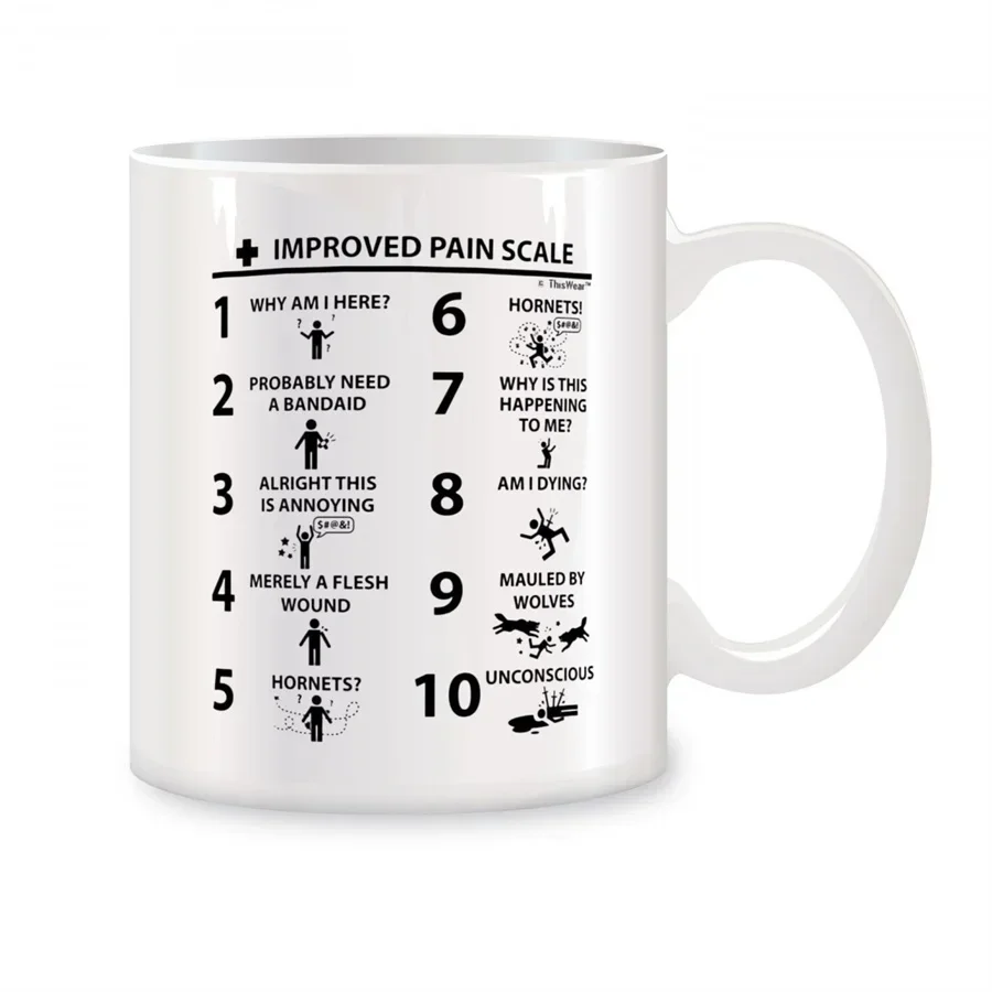 Improved Pain Scale CNA Mugs For Nurse Practitioner Gift Doctor Birthday Gifts Novelty Coffee Ceramic Tea Cups White 11 oz