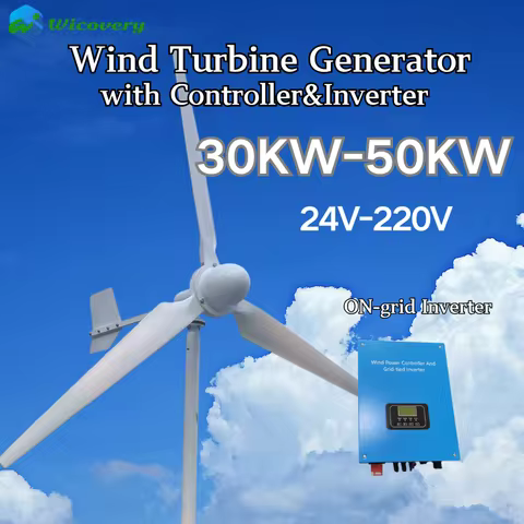 Horizontal-axis wind turbine high power and low wind speed 50KW 40KW 30KW 220V On grid-connected inverter For residential use