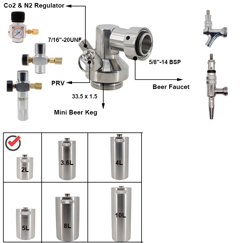 Stainless Mini Beer Keg Growler Spear 5/8\