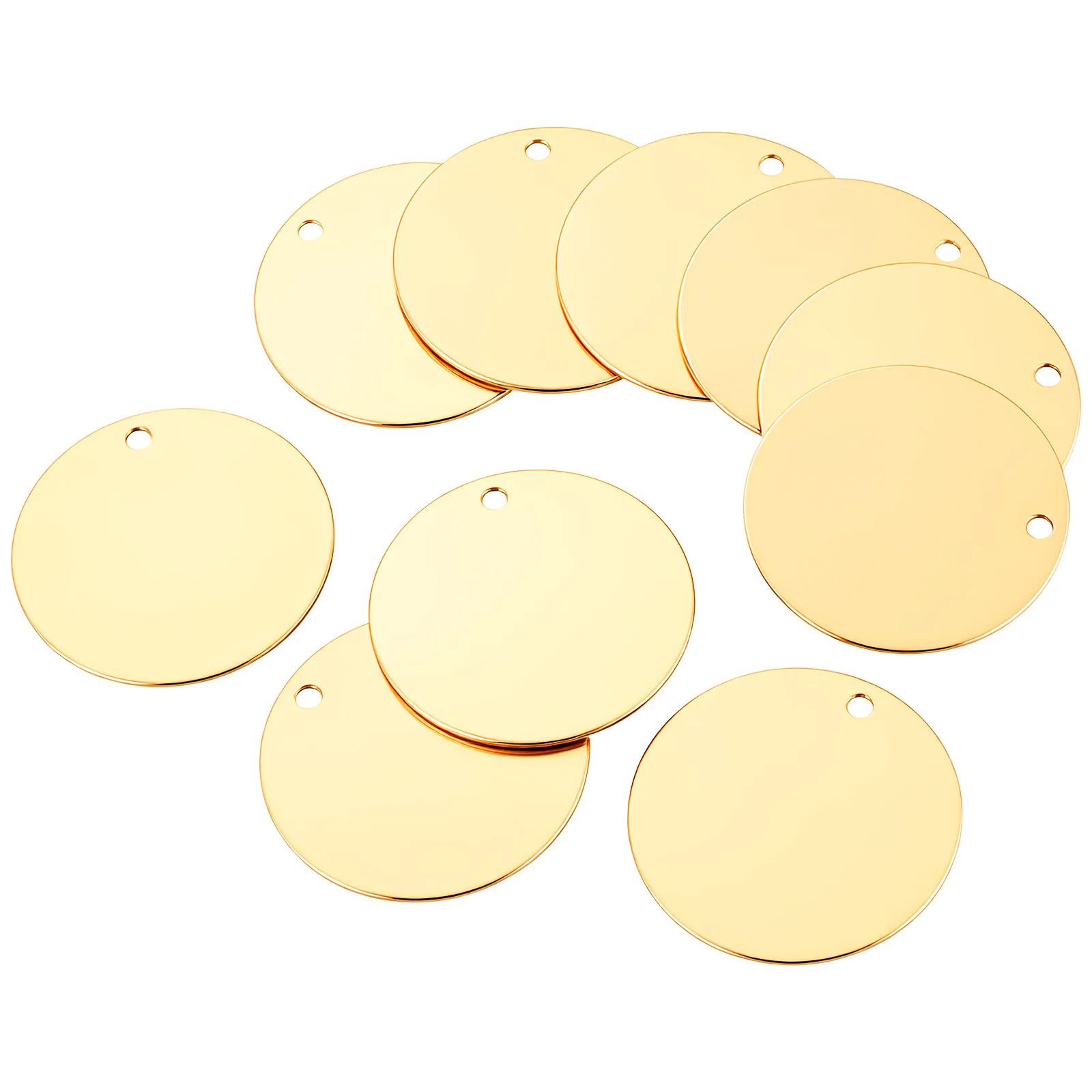 10 pçs de aço inoxidável redondo em branco pingente encantos disco plano para fazer jóias gravura carimbo chaveiro plana redonda encantos