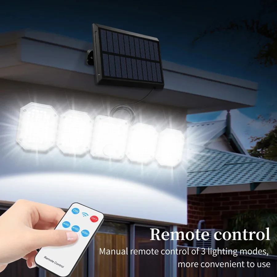 

1pc Solar Outdoor Lights With RC 300LEDs 5 Heads IP65 Solar Powered Motion Sensor LED Security Light For Garden Driveway Yard