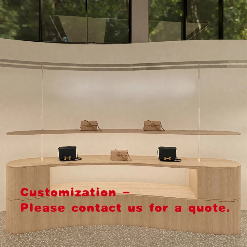 

custom.Elegant Brown Heavy Duty Handbag Display Cabinet Stand Laminated Retail Counters Bag Fitting Window Decoration