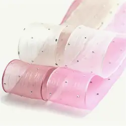 (5meters/pack)4CM Bubble Pleated Tape Diamond Mesh Organza Ribbon Hair Bow Material Gift Packaging Clothing Decoration DIY