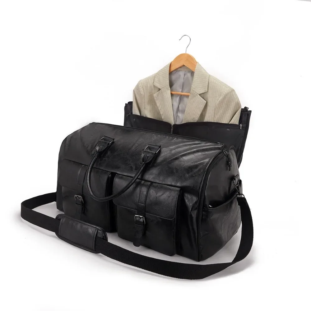 Convenient travel carry on clothing bag large PU leather luggage bag women\'s fashion travel bag suitcases and travel bags