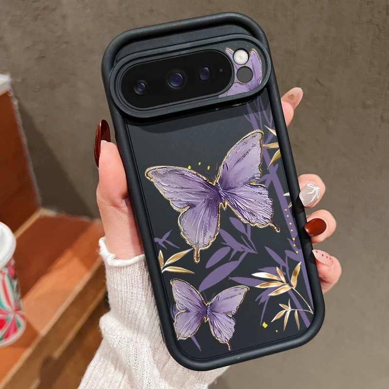 Lila Schmetterlingsmuster Handyhülle für Google Pixel 10 9 Pro XL 10 9 8 Pro 9A 8A 7A Stoßfeste Silikonhülle für Pixel 7 8 Pro