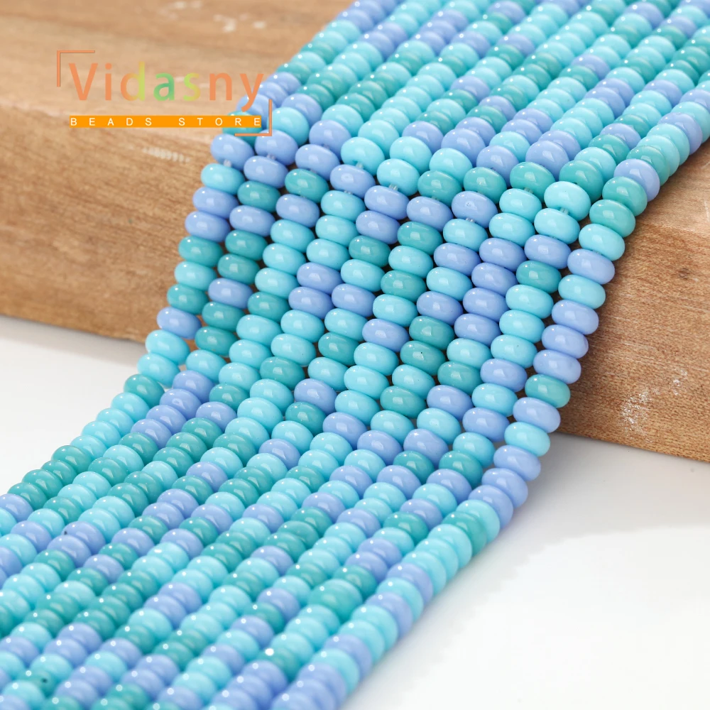 4x2mm Natursteine Lila Seeblau Runde Rondell-Perlen für Schmuckherstellung Passend für DIY Armbänder Halsketten Zubehör – Detail 4