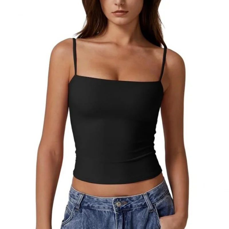 

Женская базовая майка с двойной подкладкой, регулируемые бретельки, рубашки-бретельки без рукавов