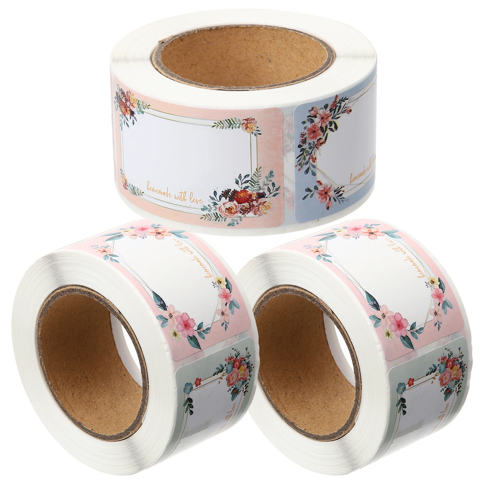 

3 Rolls Blank Labels Stickers Floral Name Tags for Jars Bottles Canning Storage Kitchen Organization Home Restaurant Use