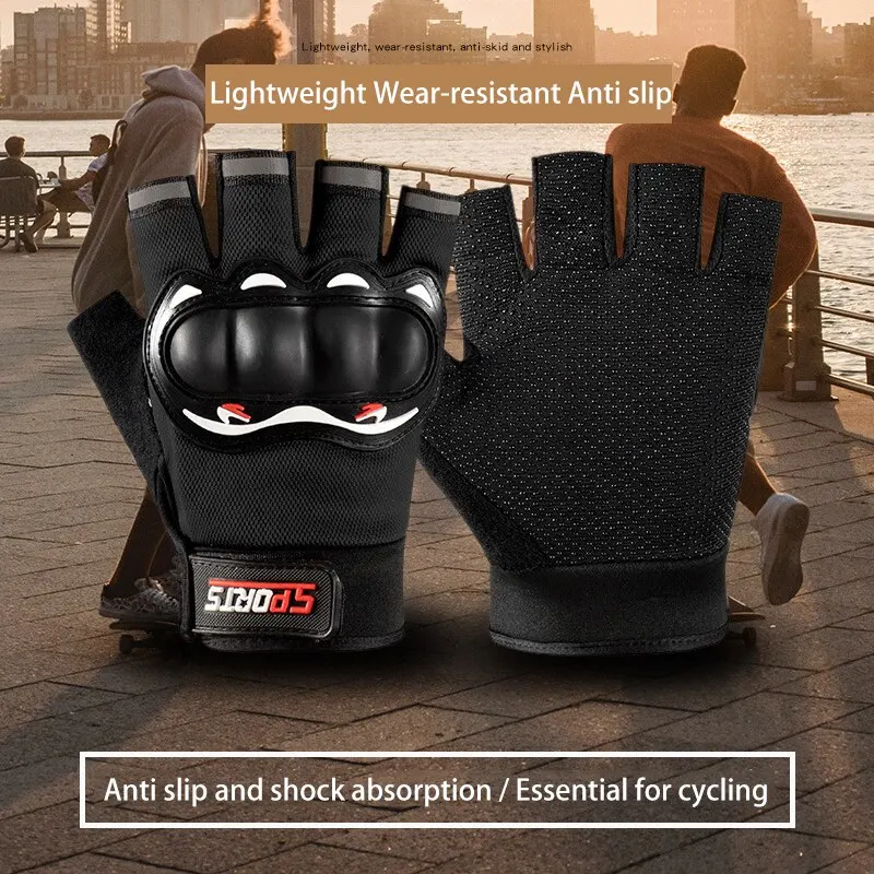 Men Half Finger Gloves Slip Rresistant Wear-resistant Racing Off-road Shatterproof Breathable Motorcycle Bicycle Tactical Glove