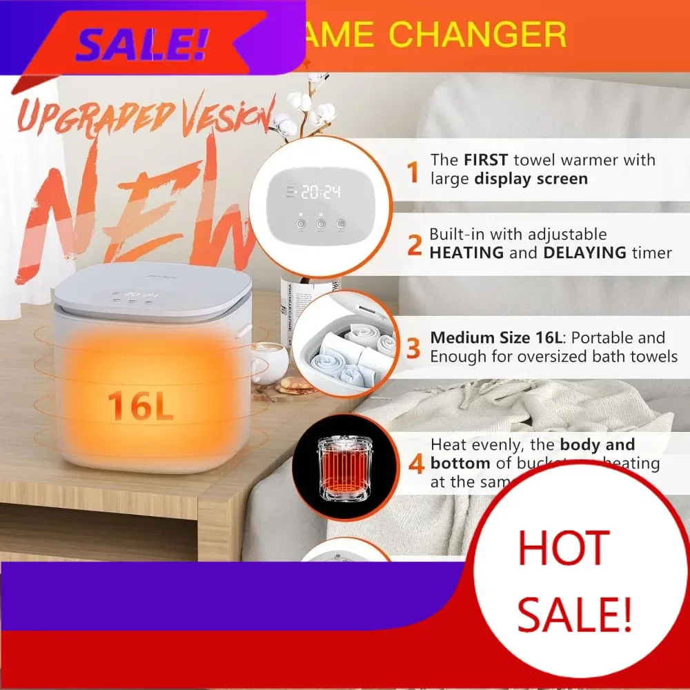 

Hot sales26L Towel Warmer Bucket with Auto Keep Warm, Adjustable Heat Timer 20/40/60 Min & 24H Delay, Perfect Bathroom Gift