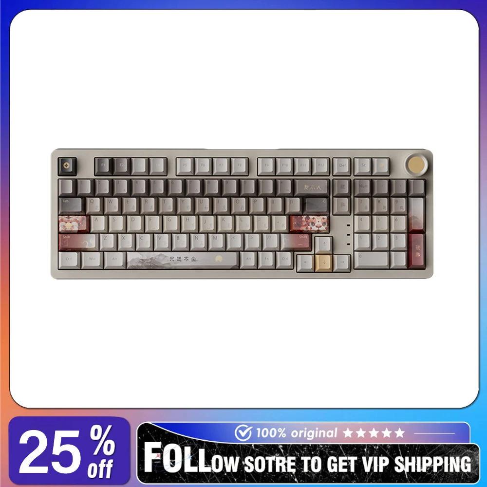 Teclado Mecânico Sem Fio SKN Pixiu 4.0 Ultra Tri-Mode 8K RGB Hot-Swappable Gasket Personalizado para Jogos E-sports