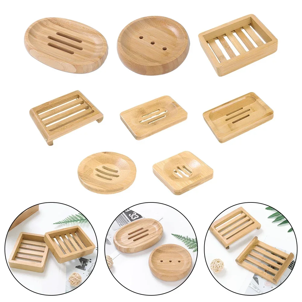 Wooden Soap Box Bamboo Soap Holder Bamboo Bath Wood Soap Dish Oval Bar Soap Holder For Shower Bathroom Kitchen Tools