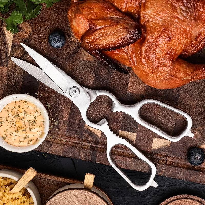 Grandsharp Multifunctional kitchen scissors 3Cr14 Stainless Steel Chicken Bone Scissors Multi-functional Roasting Scissors